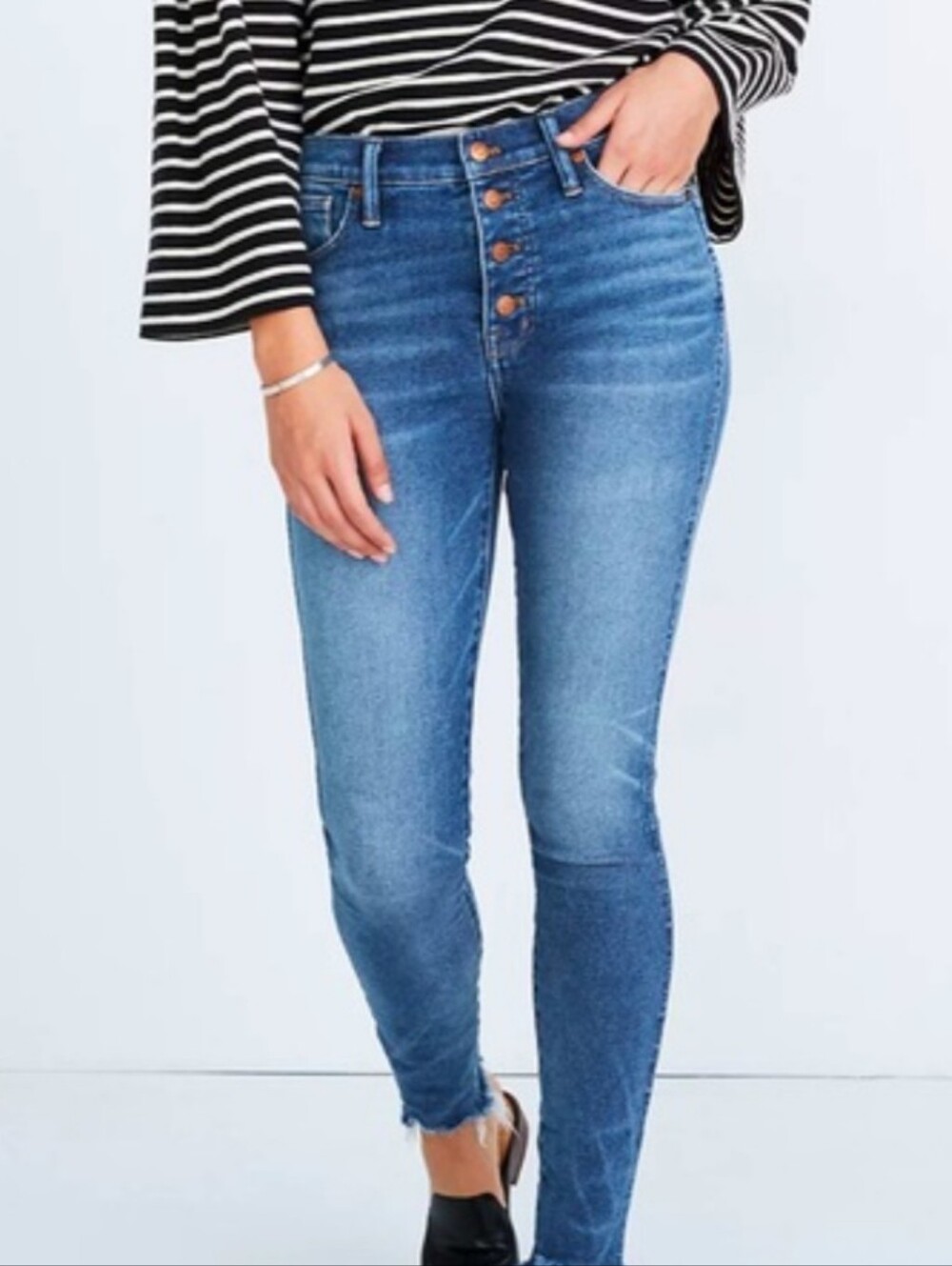 Madewell 10" High-Rise Blue Skinny Jeans w/ 4-Button Fly - Size 27